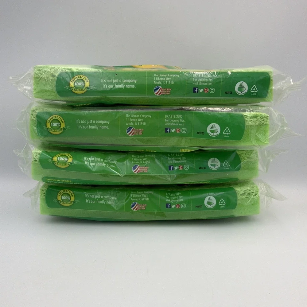 Libman Scrubster Mop Refills Lot of 4 Easy Change Snap-on Refill Sponge #03105
